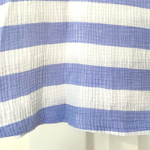 Habitat Periwinkle Blue and White Striped Shirt. 100% Cotton, 3/4 Sleeve  EC SzM - Picture 11 of 14